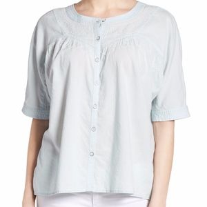 Caslon Embroidered Cotton Top Blouse NWT